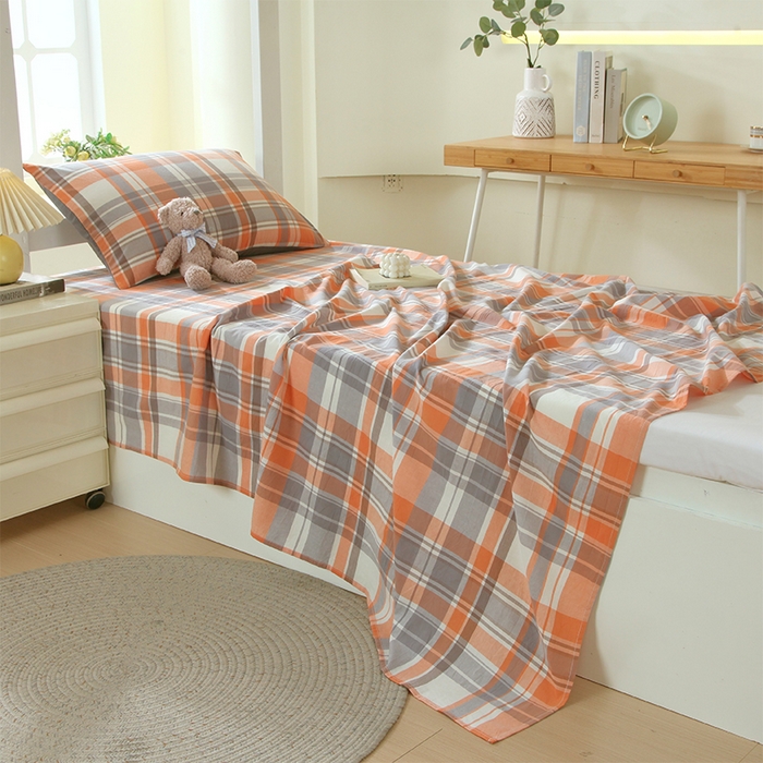 91家纺网 家纺一手货源 找家纺 春皖家纺 2025新款学生季全棉纯棉色织AB版水洗棉单品系列-单床单 床单单件 素雅-莱恩