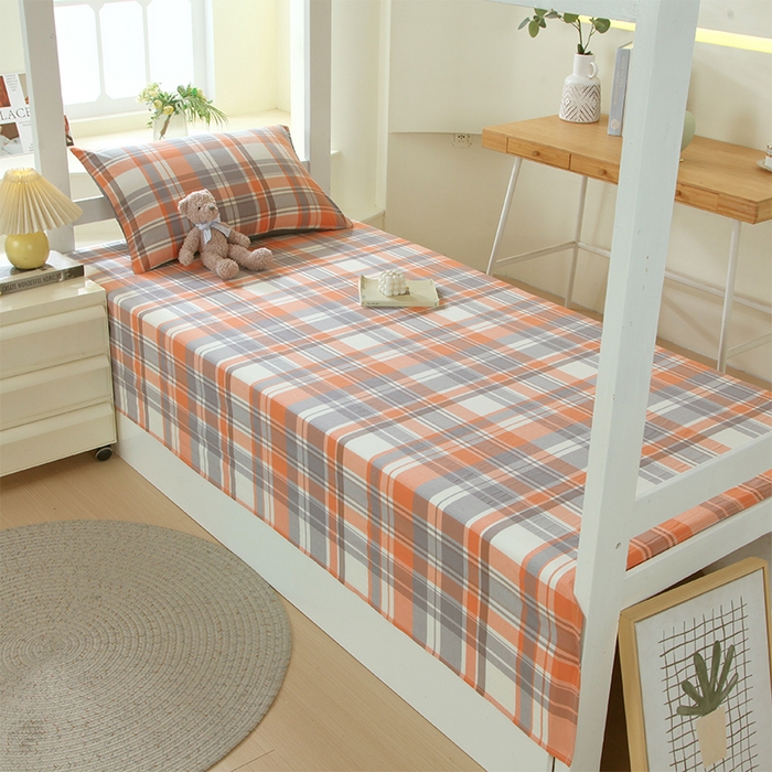 91家纺网 家纺一手货源 找家纺 春皖家纺 2025新款学生季全棉纯棉色织AB版水洗棉单品系列-单床单 床单单件 素雅-莱恩