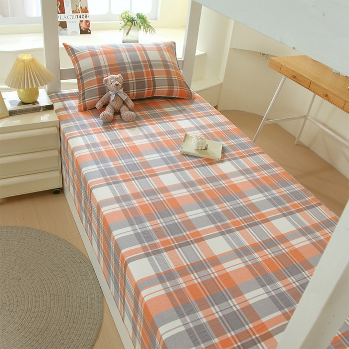 91家纺网 家纺一手货源 找家纺 春皖家纺 2025新款学生季全棉纯棉色织AB版水洗棉单品系列-单床单 床单单件 素雅-莱恩