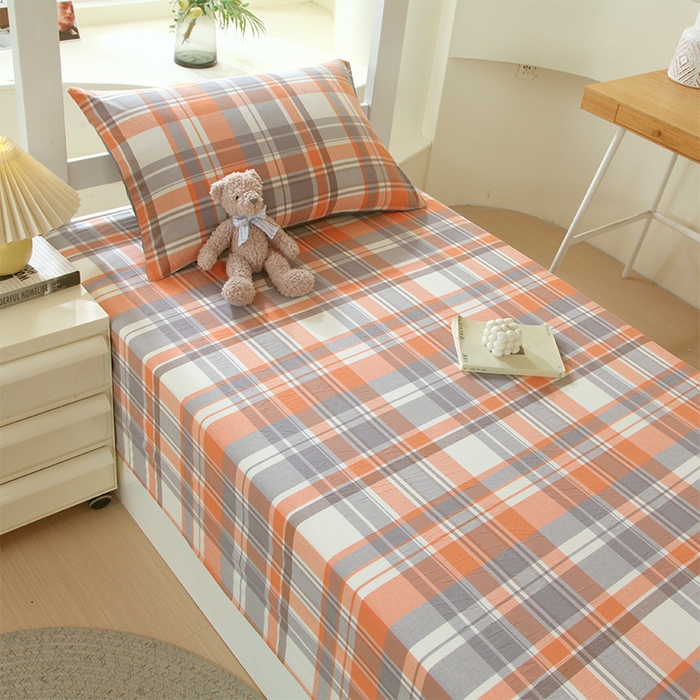 91家纺网 家纺一手货源 找家纺 春皖家纺 2025新款学生季全棉纯棉色织AB版水洗棉单品系列-单床单 床单单件 素雅-莱恩