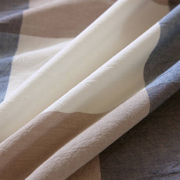 91家纺网 家纺一手货源 找家纺 春皖家纺 2025新款学生季全棉纯棉色织AB版水洗棉单品系列-单床单 床单单件 素雅-蓝大格