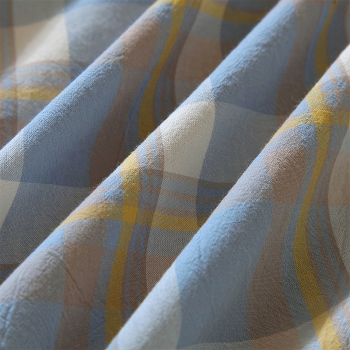 91家纺网 家纺一手货源 找家纺 春皖家纺 2025新款学生季全棉纯棉色织AB版水洗棉单品系列-单床单 床单单件 素雅-蓝格