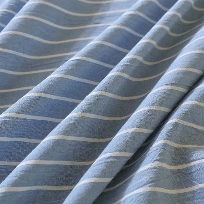 91家纺网 家纺一手货源 找家纺 春皖家纺 2025新款学生季全棉纯棉色织AB版水洗棉单品系列-单床单 床单单件 素雅-蓝条