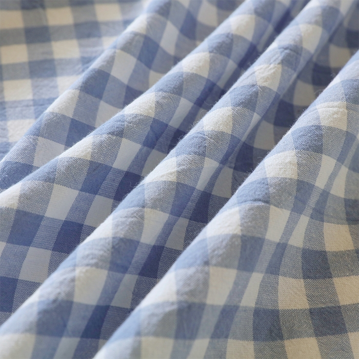 91家纺网 家纺一手货源 找家纺 春皖家纺 2025新款学生季全棉纯棉色织AB版水洗棉单品系列-单床单 床单单件 素雅-蓝小格