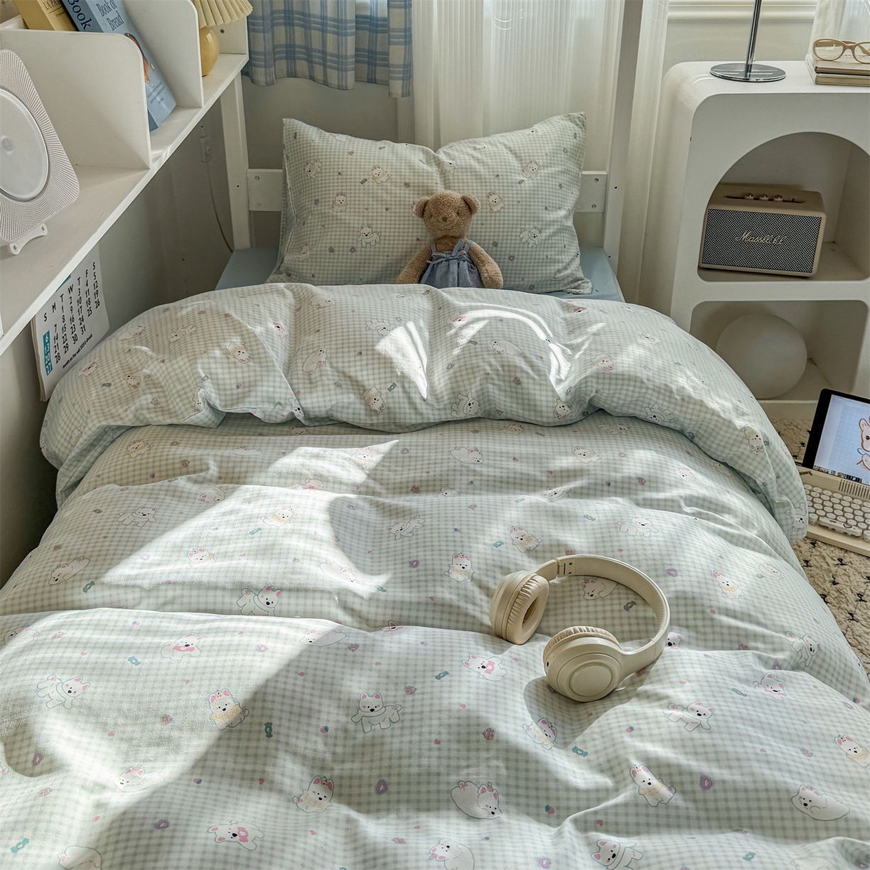 91家纺网 家纺一手货源 找家纺 多品家纺 2025新款水洗棉学生宿舍上下铺大礼包三件套六件套 可可狗