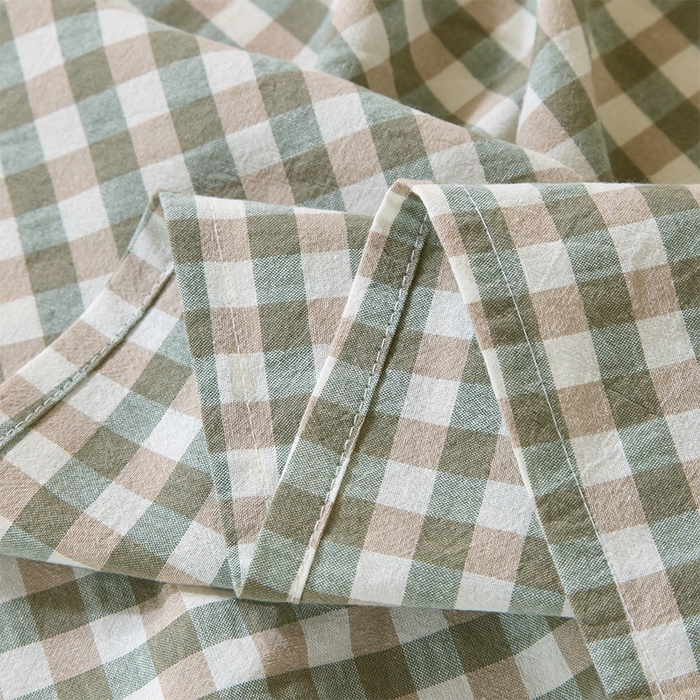 91家纺网 家纺一手货源 找家纺 春皖家纺 2025新款学生季全棉纯棉色织AB版水洗棉单品系列-单床单 床单单件 素雅-绿格