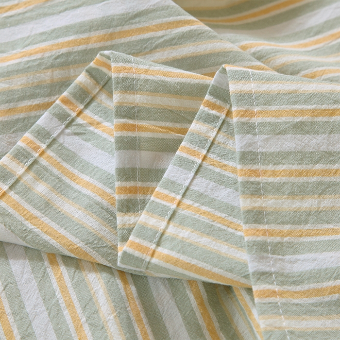 91家纺网 家纺一手货源 找家纺 春皖家纺 2025新款学生季全棉纯棉色织AB版水洗棉单品系列-单床单 床单单件 素雅-绿条