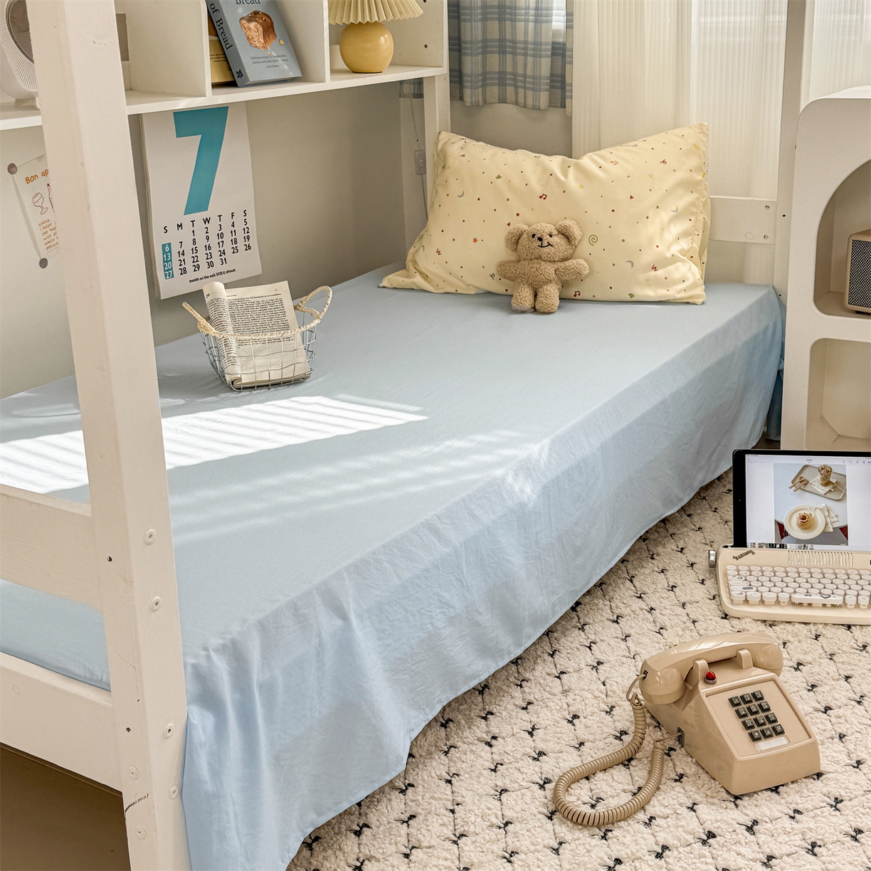 91家纺网 家纺一手货源 找家纺 多品家纺 2025新款水洗棉学生宿舍上下铺大礼包三件套六件套 芝士黄