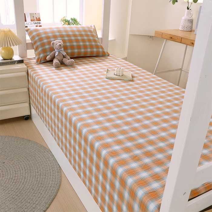 91家纺网 家纺一手货源 找家纺 春皖家纺 2025新款学生季全棉纯棉色织AB版水洗棉单品系列-单床单 床单单件 素雅-沐夏