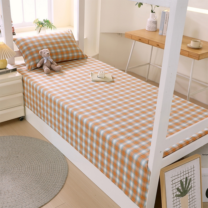 91家纺网 家纺一手货源 找家纺 春皖家纺 2025新款学生季全棉纯棉色织AB版水洗棉单品系列-单床单 床单单件 素雅-沐夏