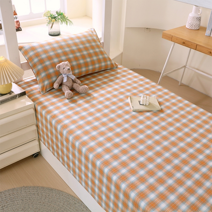 91家纺网 家纺一手货源 找家纺 春皖家纺 2025新款学生季全棉纯棉色织AB版水洗棉单品系列-单床单 床单单件 素雅-沐夏