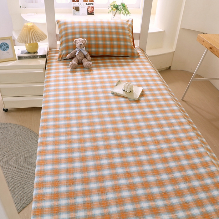 91家纺网 家纺一手货源 找家纺 春皖家纺 2025新款学生季全棉纯棉色织AB版水洗棉单品系列-单床单 床单单件 素雅-沐夏