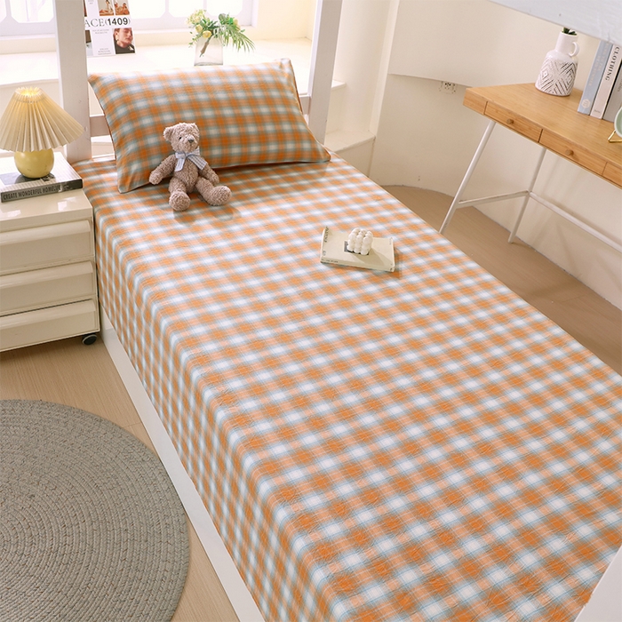 91家纺网 家纺一手货源 找家纺 春皖家纺 2025新款学生季全棉纯棉色织AB版水洗棉单品系列-单床单 床单单件 素雅-沐夏