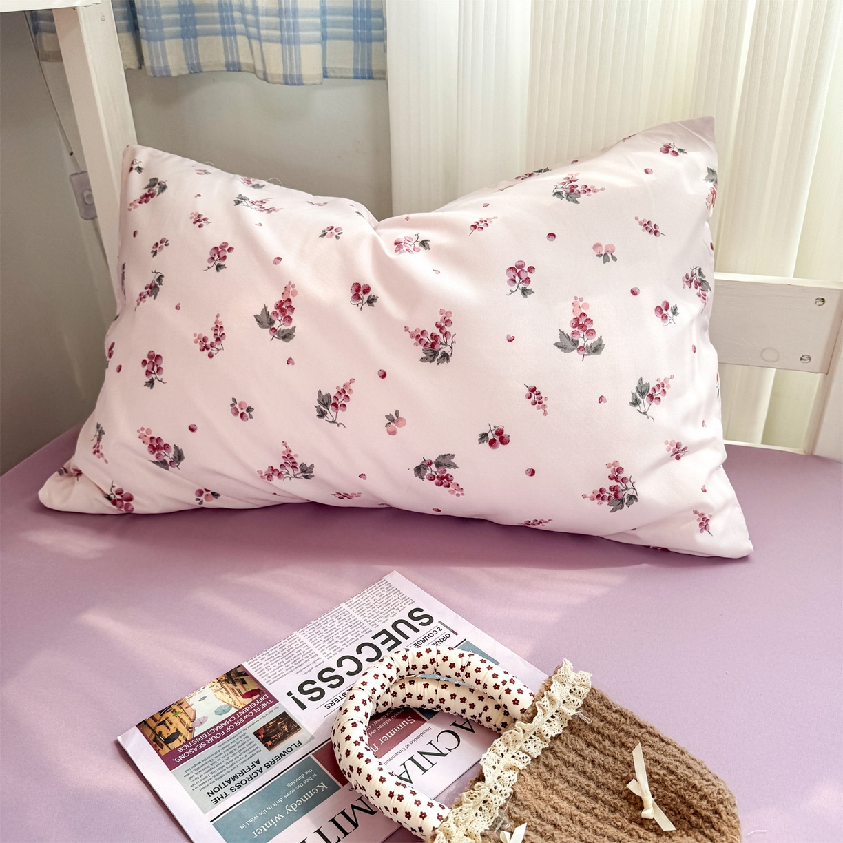 91家纺网 家纺一手货源 找家纺 多品家纺 2025新款水洗棉学生宿舍上下铺大礼包三件套六件套 紫葡萄