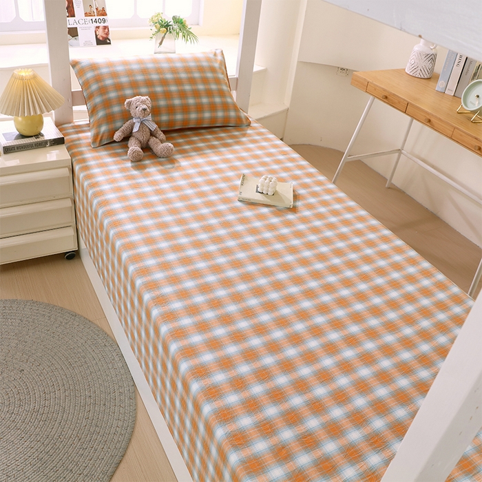 91家纺网 家纺一手货源 找家纺 春皖家纺 2025新款学生季全棉纯棉色织AB版水洗棉单品系列-单床单 床单单件 素雅-沐夏