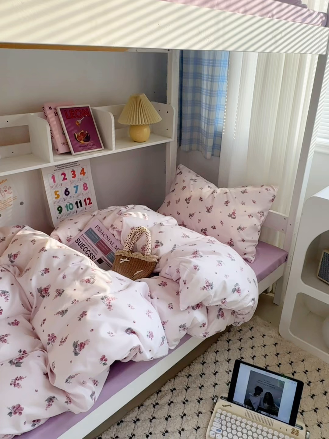 91家纺网 家纺一手货源 找家纺 多品家纺 2025新款水洗棉学生宿舍上下铺大礼包三件套六件套 紫葡萄