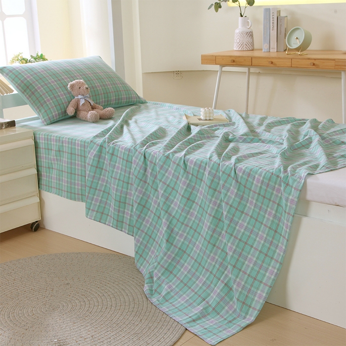 91家纺网 家纺一手货源 找家纺 春皖家纺 2025新款学生季全棉纯棉色织AB版水洗棉单品系列-单床单 床单单件 素雅-情调