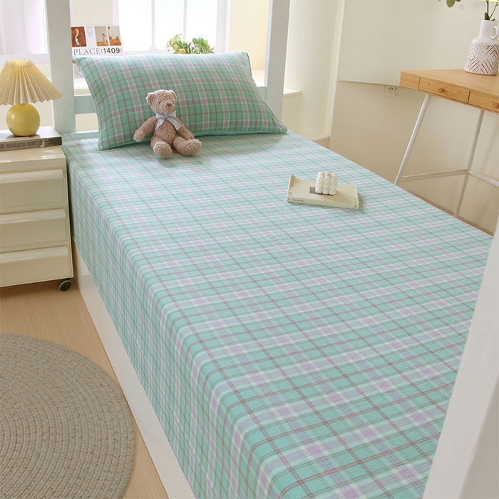 91家纺网 家纺一手货源 找家纺 春皖家纺 2025新款学生季全棉纯棉色织AB版水洗棉单品系列-单床单 床单单件 素雅-情调