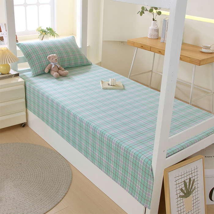 91家纺网 家纺一手货源 找家纺 春皖家纺 2025新款学生季全棉纯棉色织AB版水洗棉单品系列-单床单 床单单件 素雅-情调