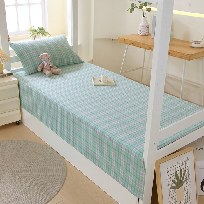 91家纺网 家纺一手货源 找家纺 春皖家纺 2025新款学生季全棉纯棉色织AB版水洗棉单品系列-单床单 床单单件 素雅-情调