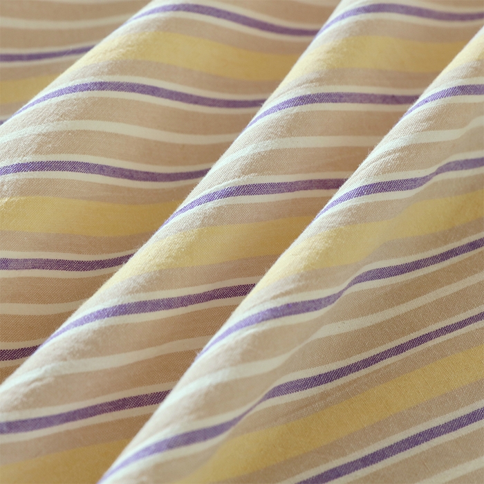 91家纺网 家纺一手货源 找家纺 春皖家纺 2025新款学生季全棉纯棉色织AB版水洗棉单品系列-单床单 床单单件 素雅-杏黄纹