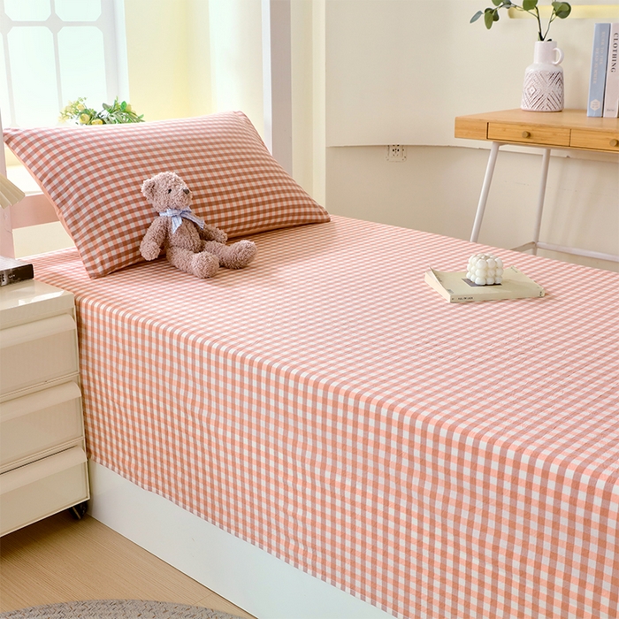 91家纺网 家纺一手货源 找家纺 春皖家纺 2025新款学生季全棉纯棉色织AB版水洗棉单品系列-单床单 床单单件 素雅-玉格