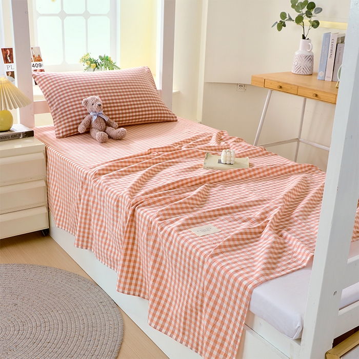 91家纺网 家纺一手货源 找家纺 春皖家纺 2025新款学生季全棉纯棉色织AB版水洗棉单品系列-单床单 床单单件 素雅-玉格