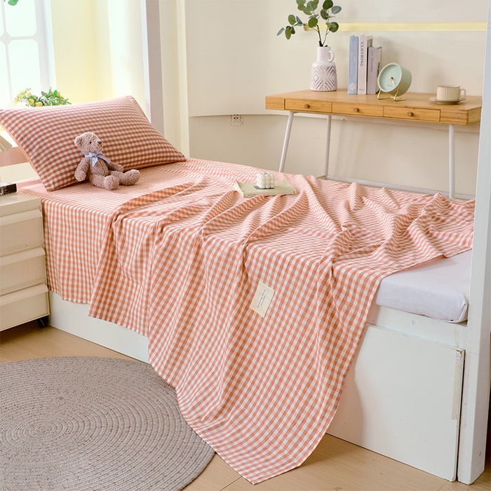 91家纺网 家纺一手货源 找家纺 春皖家纺 2025新款学生季全棉纯棉色织AB版水洗棉单品系列-单床单 床单单件 素雅-玉格