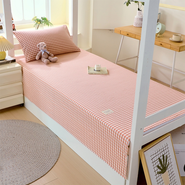 91家纺网 家纺一手货源 找家纺 春皖家纺 2025新款学生季全棉纯棉色织AB版水洗棉单品系列-单床单 床单单件 素雅-玉格