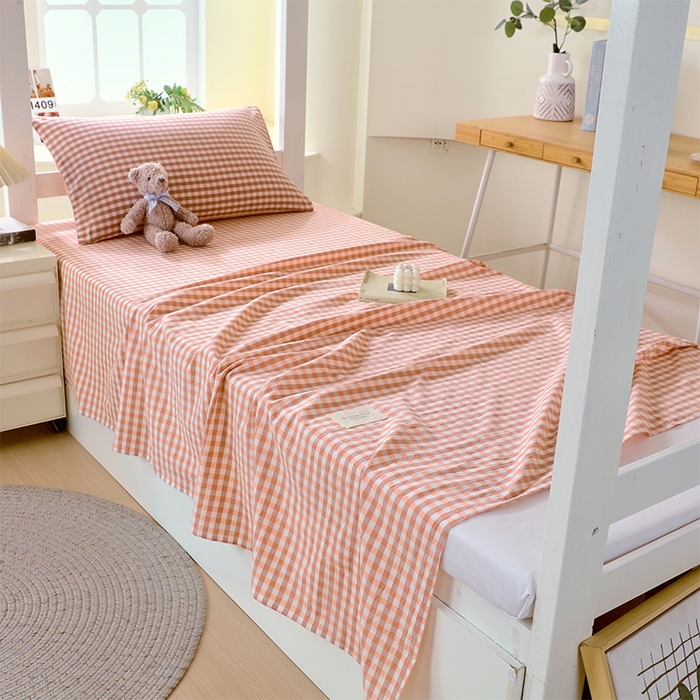 91家纺网 家纺一手货源 找家纺 春皖家纺 2025新款学生季全棉纯棉色织AB版水洗棉单品系列-单床单 床单单件 素雅-玉格