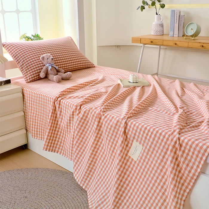 91家纺网 家纺一手货源 找家纺 春皖家纺 2025新款学生季全棉纯棉色织AB版水洗棉单品系列-单床单 床单单件 素雅-玉格