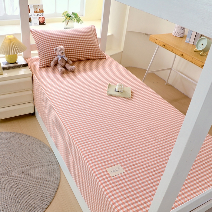 91家纺网 家纺一手货源 找家纺 春皖家纺 2025新款学生季全棉纯棉色织AB版水洗棉单品系列-单床单 床单单件 素雅-玉格