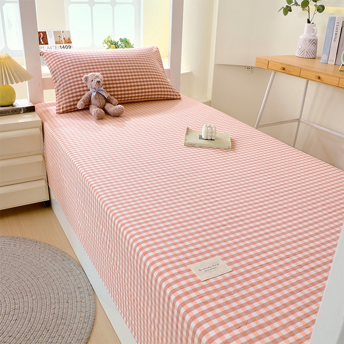 91家纺网 家纺一手货源 找家纺 春皖家纺 2025新款学生季全棉纯棉色织AB版水洗棉单品系列-单床单 床单单件 素雅-玉格