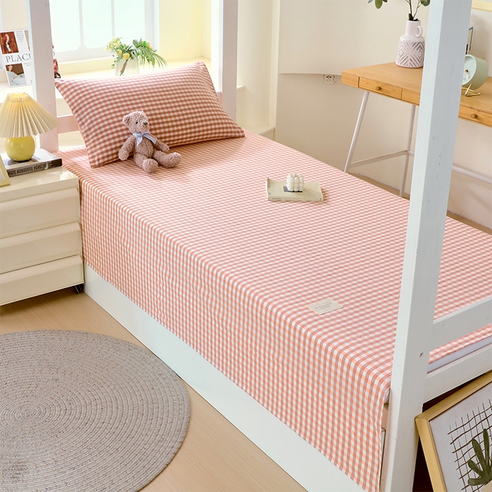 91家纺网 家纺一手货源 找家纺 春皖家纺 2025新款学生季全棉纯棉色织AB版水洗棉单品系列-单床单 床单单件 素雅-玉格