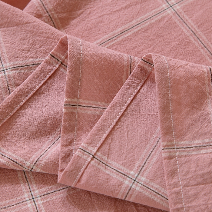 91家纺网 家纺一手货源 找家纺 春皖家纺 2025新款学生季全棉纯棉色织AB版水洗棉单品系列-单床单 床单单件 素雅-韵粉