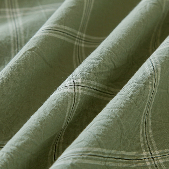 91家纺网 家纺一手货源 找家纺 春皖家纺 2025新款学生季全棉纯棉色织AB版水洗棉单品系列-单床单 床单单件 素雅-韵绿