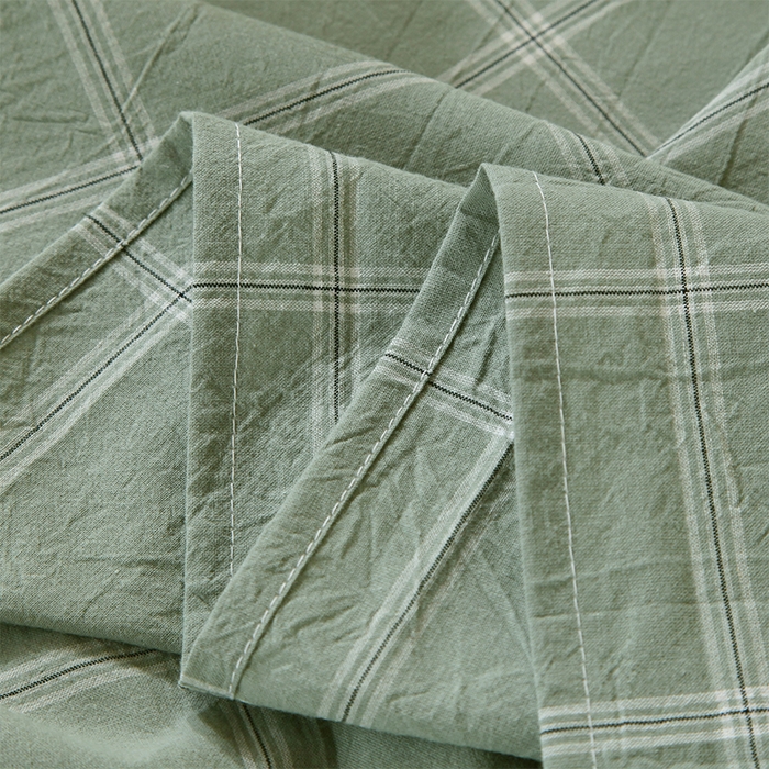91家纺网 家纺一手货源 找家纺 春皖家纺 2025新款学生季全棉纯棉色织AB版水洗棉单品系列-单床单 床单单件 素雅-韵绿