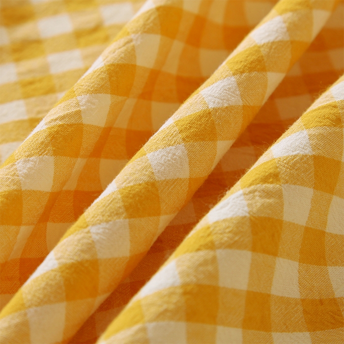 91家纺网 家纺一手货源 找家纺 春皖家纺 2025新款学生季全棉纯棉色织AB版水洗棉单品系列-单床单 床单单件 朱羽-黄格