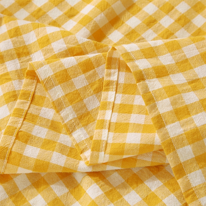 91家纺网 家纺一手货源 找家纺 春皖家纺 2025新款学生季全棉纯棉色织AB版水洗棉单品系列-单床单 床单单件 朱羽-黄格