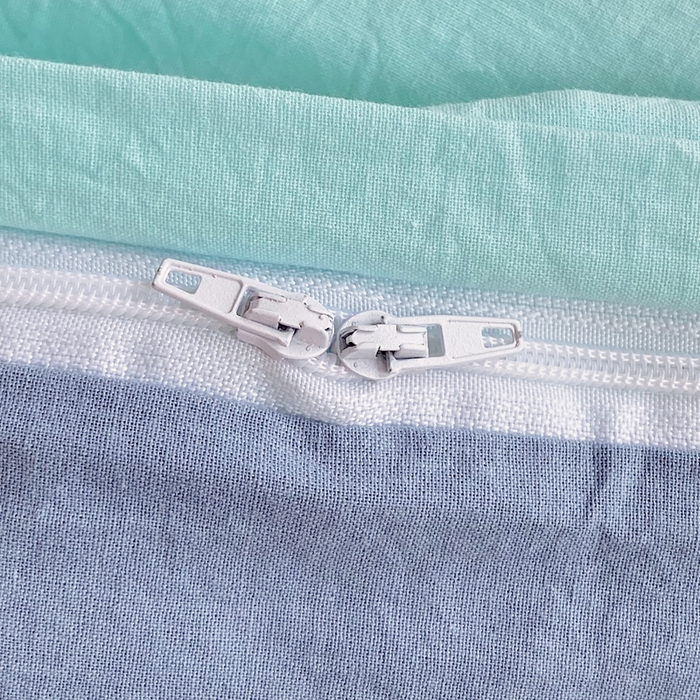 91家纺网 家纺一手货源 找家纺 春皖家纺 2025新款学生季A类双拼水洗棉小清新单品系列床单单件-单床单 素雅幻蓝