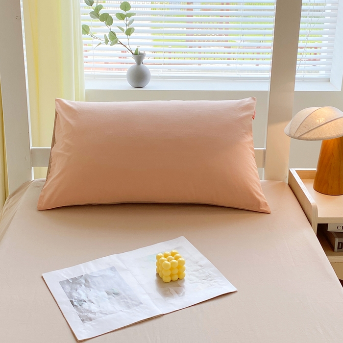 91家纺网 家纺一手货源 找家纺 春皖家纺 2025新款学生季A类双拼水洗棉小清新单品系列床单单件-单床单 素雅卡其