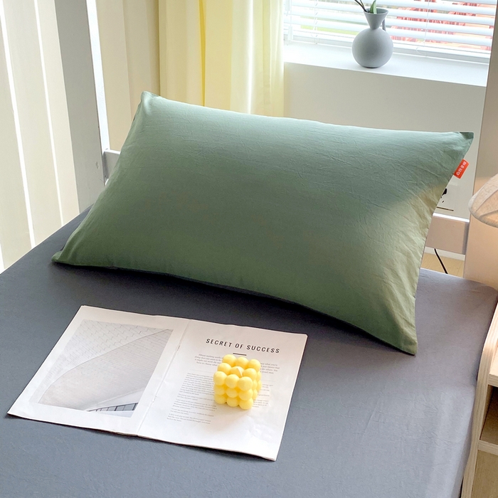 91家纺网 家纺一手货源 找家纺 春皖家纺 2025新款学生季A类双拼水洗棉小清新单品系列床单单件-单床单 素雅墨灰