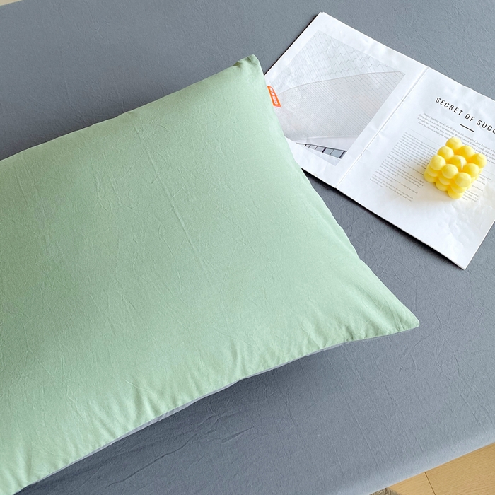 91家纺网 家纺一手货源 找家纺 春皖家纺 2025新款学生季A类双拼水洗棉小清新单品系列床单单件-单床单 素雅墨灰