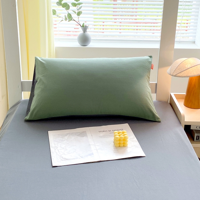 91家纺网 家纺一手货源 找家纺 春皖家纺 2025新款学生季A类双拼水洗棉小清新单品系列床单单件-单床单 素雅墨灰