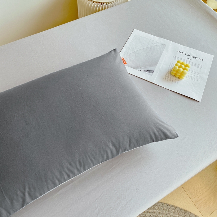 91家纺网 家纺一手货源 找家纺 春皖家纺 2025新款学生季A类双拼水洗棉小清新单品系列床单单件-单床单 素雅浅灰