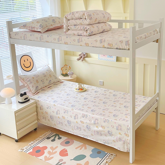 91家纺网 家纺一手货源 找家纺 （总）春皖家纺 2025新款学生季全棉纯棉13070印花单床单 床单单件