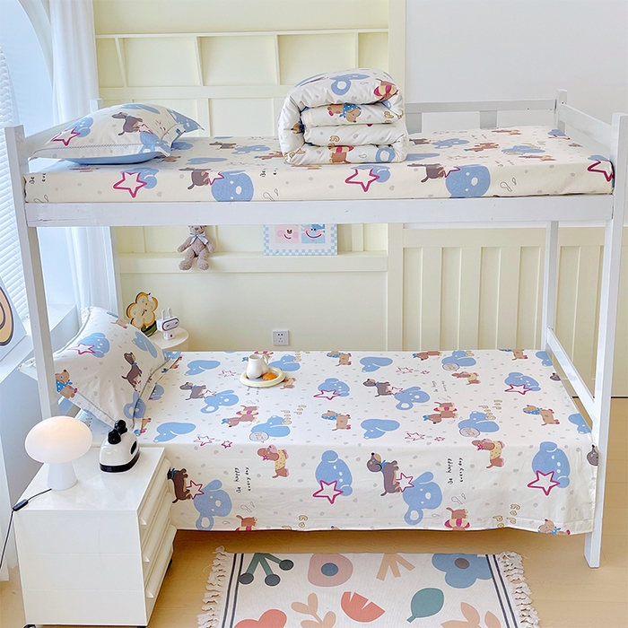 91家纺网 家纺一手货源 找家纺 春皖家纺 2025新款学生季全棉纯棉13070印花单床单 床单单件 奔赴幸福