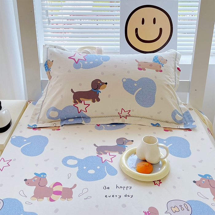 91家纺网 家纺一手货源 找家纺 春皖家纺 2025新款学生季全棉纯棉13070印花单床单 床单单件 奔赴幸福