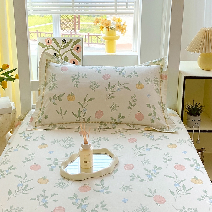 91家纺网 家纺一手货源 找家纺 春皖家纺 2025新款学生季全棉纯棉13070印花单床单 床单单件 彩叶集福