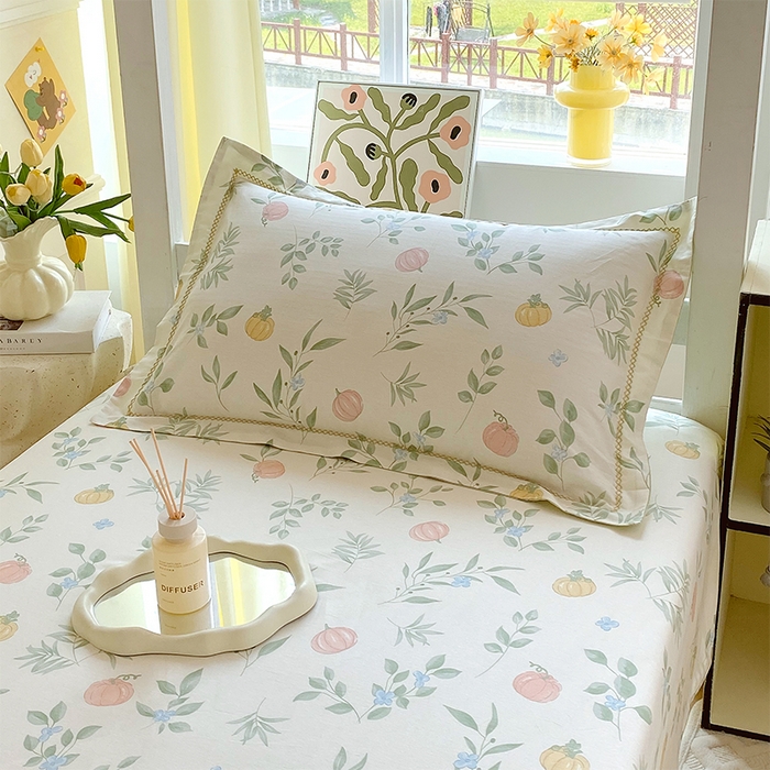 91家纺网 家纺一手货源 找家纺 春皖家纺 2025新款学生季全棉纯棉13070印花单床单 床单单件 彩叶集福